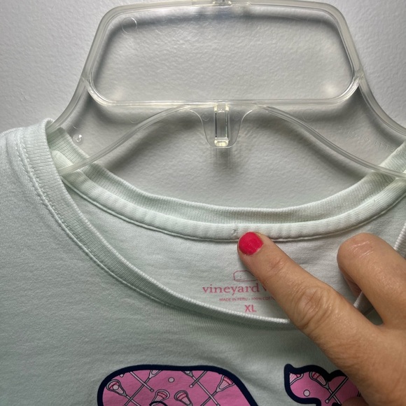 🥍 XL Girls Lacrosse LAX Cotton Vineyard Vines Light Pale Green Short Sleeve Tee - Picture 6 of 11